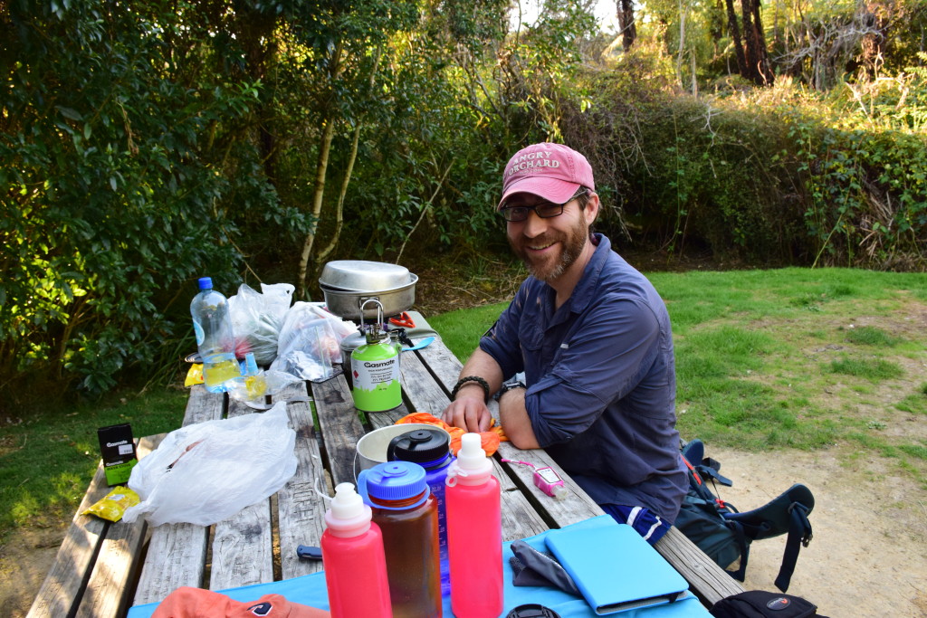 Making dinner with our sweet camp stove