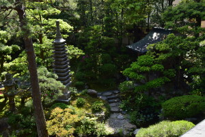 Garden view from our room at a ryokan in Kinosaki