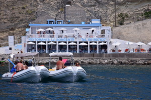 Restaurant on Ischia. You dock your boat, and they come over with a menu and then deliver the food directly to your boat.